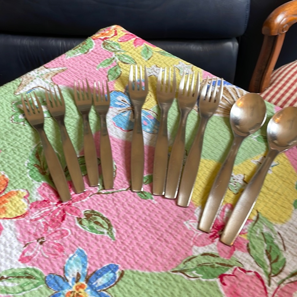 Vintage Modernist Partial set of Stainless Steel Flatware.